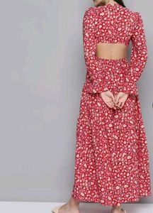 Sassafras open waist red maxi dress