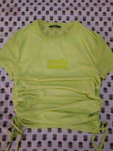 Neon Ruched Drawstring T-Shirt