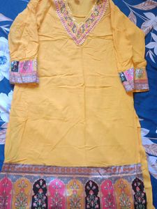 Vibrant Yellow Embroidered Kurta