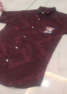 Men's Burgundy Textured Shirt