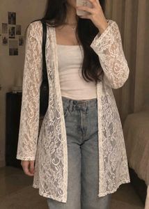 Imported White Lace Cardigan Kimono