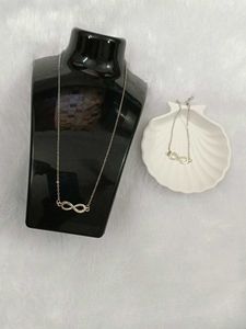 Infinity Necklace & Bracelet Silver Colour