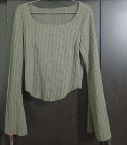 Ribbed Bell Sleeve Top