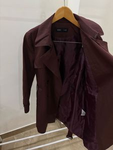 DOUBLE BREASTED BURGUNDY  TRENCH COAT