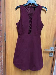 Forever 21 USA Burgundy Lace-Up Dress