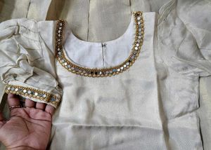 12 yrs girl's golden off-white lehenga choli