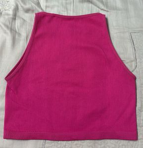 Ribbed Pink Crop Tank Top