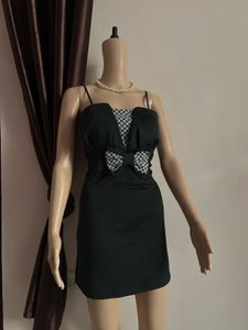 Chic Black Bow Detail Mini Dress