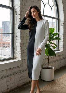 Black &amp; White Colorblock Dress