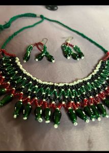 Beaded Necklace and Earring Set