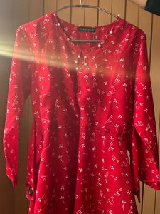 Red Floral Wrap Top