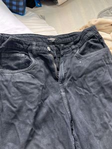 Black Wide Leg Jeans with Frayed Hem