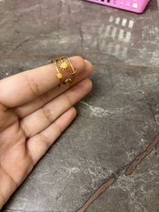Anti tarnish Unique Gold Ring with Clear Stone