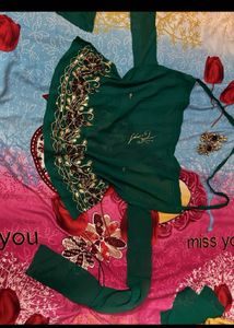 Chatpata90s Elegant Green Embellished Halter Top