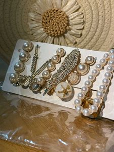 Pearl &amp; Rhinestone Hair Clip Set