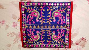 Embroidered Peacock Clutch