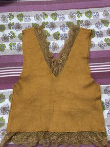 Women's Lace Trimmed V-Neck Sweater Vest