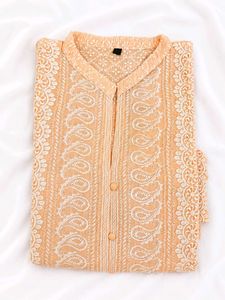 Elegant Peach Embroidered Kurta