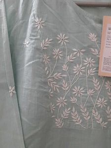 Sea Green Kurta with chikankari Embroid
