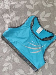 DANSKIN Sparkly Trim Blue Sports Bra