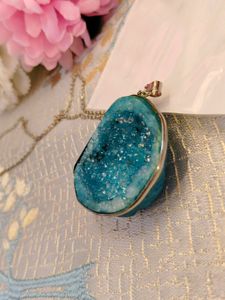 Aqua Blue Druzy Pandent