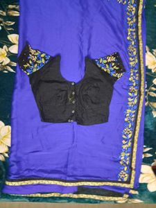 Royal Blue Saree with Embellished Blouse