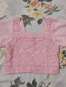 Crochet Crop Top with Puff Sleeves