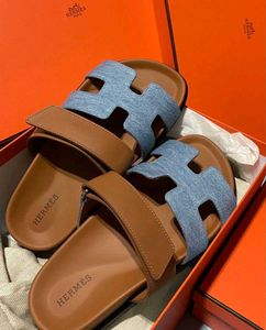 ORIGINAL Hermes 'Oran' Sandal - Denim & Leather