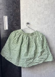 Green Striped Flared Skirt