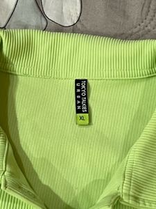 Lime Green Cropped Collared top