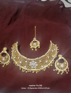 Gold Plated Kundan Choker Necklace Set with Matchi