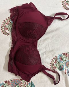 Maroon Lace Bra and Green light padded br