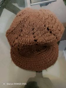 Stylish Brown Knit Newsboy Cap