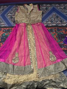 Elegant Pink &amp; Gold Lehenga Choli