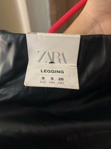 Black Zara  Faux Leather Flare Pants