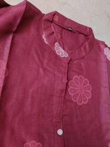 🍷 wine Floral Printed Kurta 🍷