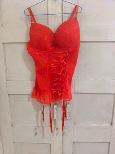 Red Lace Corset with Garters