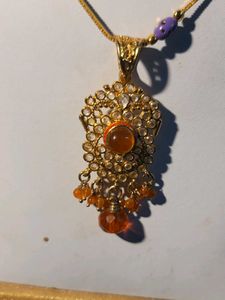 Orenge Locket With Ear Rings