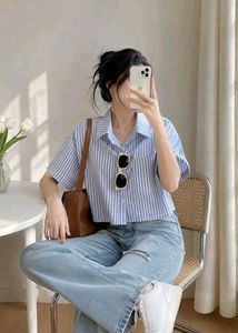 Korean Pintrest Classic Striped Button-Up Shirt