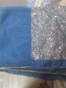 Sparkling Blue Sequin Saree