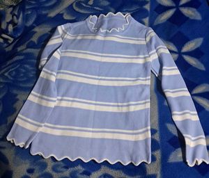 Striped Ribbed Mock Neck Top