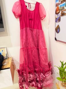 3D Stunning Pink Feather Gown