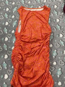Orange Patterned Bodycon Dress