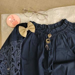 New Navy Blue Off Shoulder Top