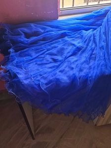 Elegant Royal Blue Gown with Gold Embellishments