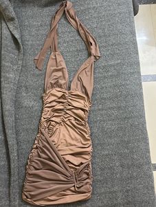 Ruched Halter Neck Bodycon Mini Dress