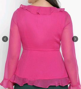 Chic Fuchsia Ruffle Detail Top
