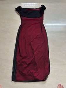 Elegant Off-Shoulder Maroon Dress