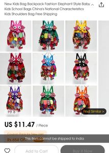 New Kids Bag Backpack Fashion Elephant Style Baby