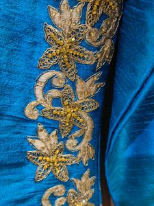 Elegant Blue Kurta Set with Gold Embroidery